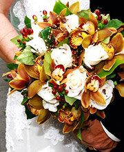 Couple Holding Bridal Bouquet